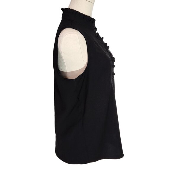 J. Crew Black Ruffle Trim Crepe Tank Top In Black Women's Size 8 - Picture 2 of 16